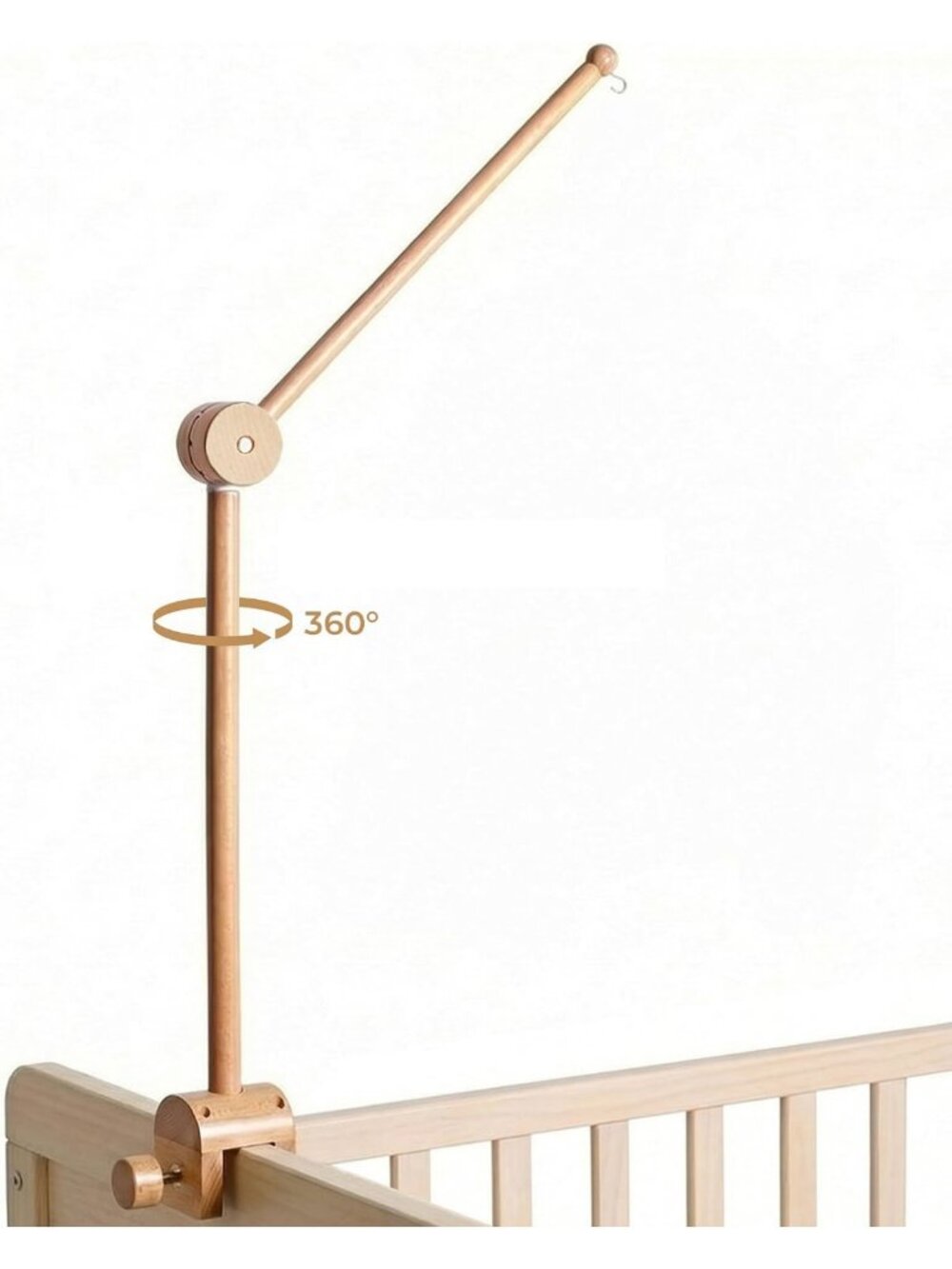 Adjustable Wooden Baby Crib Mobile Arm - Nursery Decor, Height-Adjustable Holder